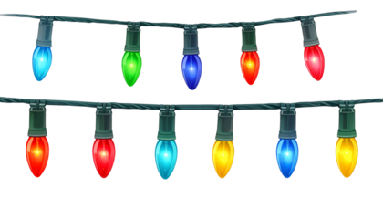 Colorful Christmas String Lights, Transparent PNG
