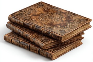 Obraz premium Stacked Antique Leather Bound Books