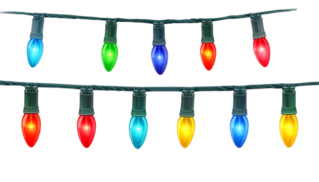 Colorful Christmas String Lights, Transparent PNG