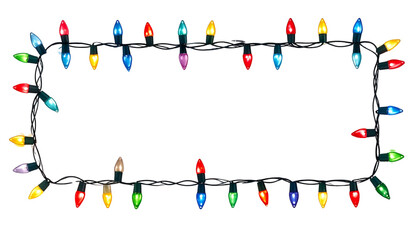 Naklejka premium Christmas Lights Border Decoration, Transparent PNG