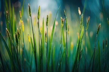 Pixelated Grass Blades In Soft Light