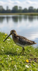 Spotted Sandpiper by a Pond.