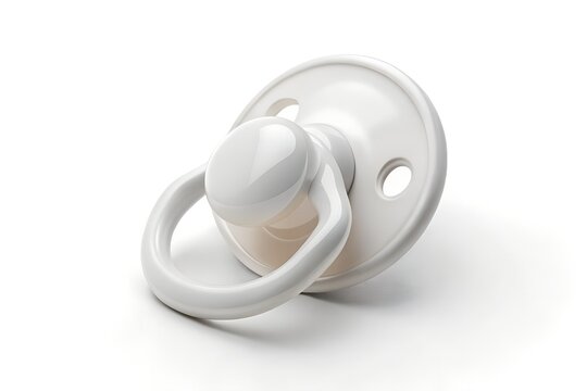 White baby pacifier isolated on white background mockup image