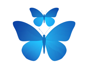 Minimalist Three Blue Butterfly Silhouettes