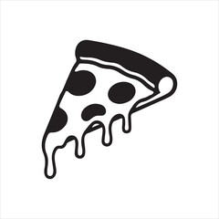 Stylized black and white pizza slice silhouette design