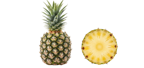  Fresh Pineapple Variations Whole and Sliced Isolated on White.png