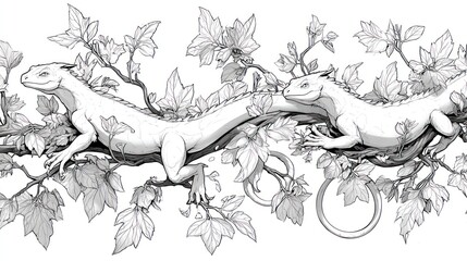 Lizard border botanical design