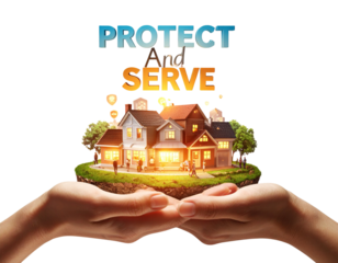  Hands Holding Community with Protect and Serve Text