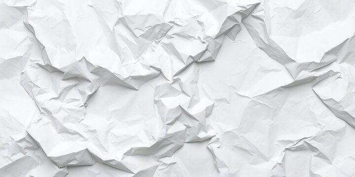 Close-up of a crumpled sheet of white paper, texture and creases visible,  material,  photography