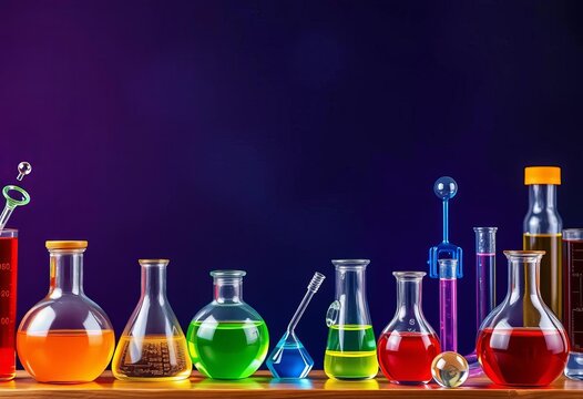 Colorful chemistry icons arranged on a banner background,   colorful icons,   graphic design - Powered by Adobe
