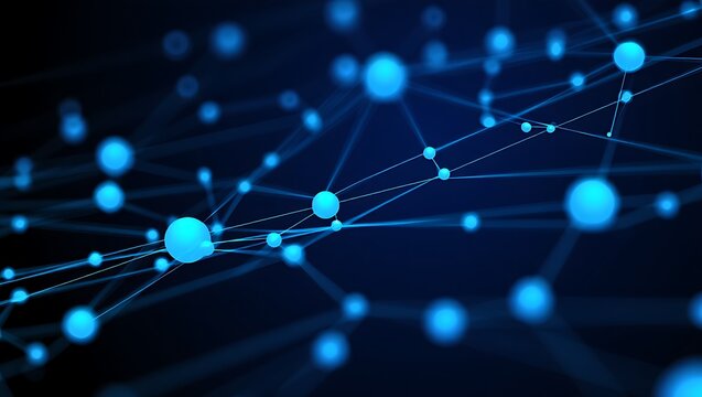 Abstract Network Connection Structure Blue Nodes and Lines Background