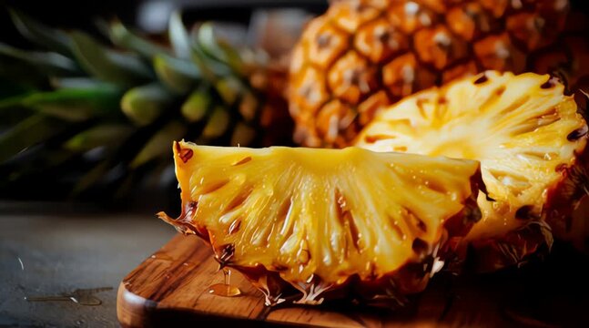 Fresh sliced pineapple food concept