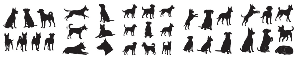 Set of dog silhouette vectors
