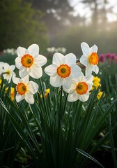 Fototapeta premium Beautiful White Daffodils in Springtime.