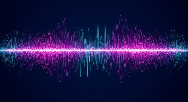 Abstract sound wave visual representation on dark background
