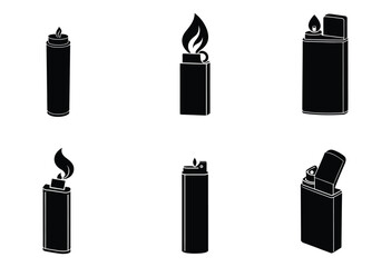 Gas Lighter Silhouette Vector Set