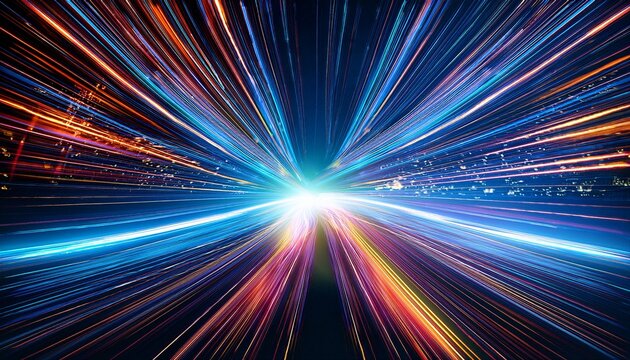 dazzling light streaks creating an abstract futuristic image depicting connectivity technology innovation and advanced communication in digital space - Powered by Adobe