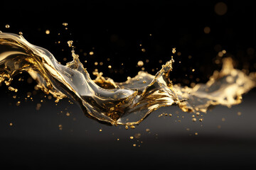 Liquid splash with gold effect