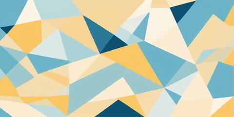 Geometric pattern vector background: a seamless mosaic of retro blue, orange, and green triangle shapes creating an abstract wallpaper texture