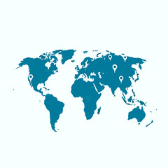 World Map with Location Pins Highlighting Global Presence.