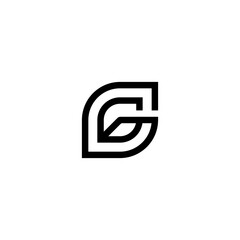 Initial letter G logo template with leaf line art symbol in flat design monogram illustration