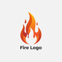 Simple fire flame logo vector, Abstract burning symbol, Bonfire silhouette design, Creative brand icon
