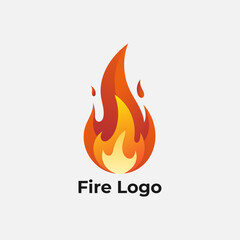 Simple fire flame logo vector, Abstract burning symbol, Bonfire silhouette design, Creative brand icon