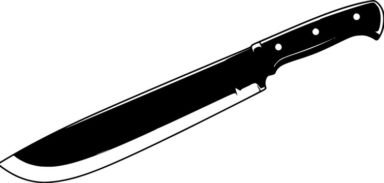  black and white image of a machete