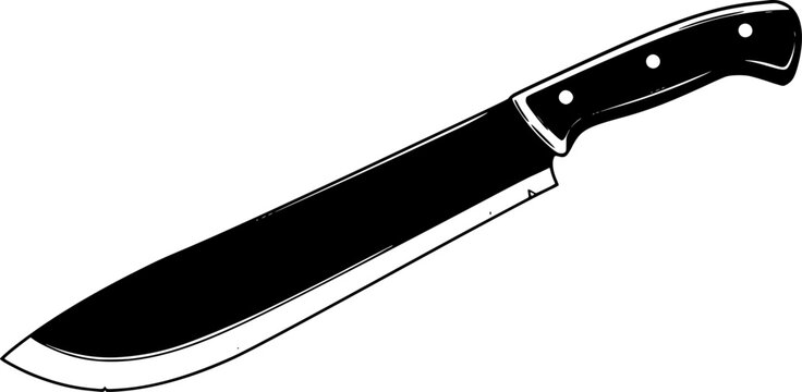  black and white image of a machete
