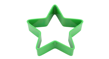 A single green plastic star shaped cookie cutter.