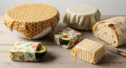 Reusable food wraps for sustainable kitchen storage and meal preparation options.