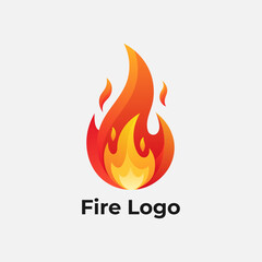 Burning fire vector logo, Hot flame icon design, Abstract bonfire silhouette, Modern creative flame identity
