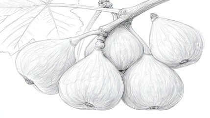 Drawing of figs on branch