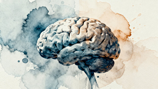 Watercolor brain illustration
