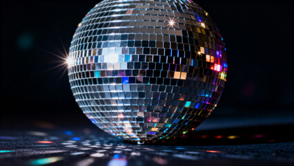 Disco ball with colorful reflections