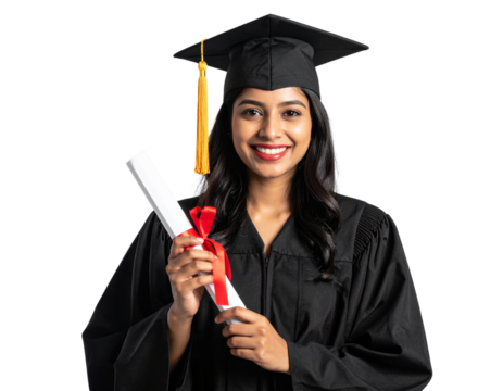 Beautiful Indian Female Graduate Celebrating Achievement, Studio Shot PNG