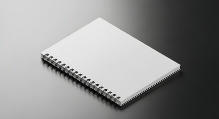 Minimalist Coil-Bound Sketchbook Mockup, presented with an Angled Perspective on a Glistening Graphite Surface for Brand Identity Display