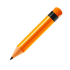 An isolated image of a yellow pencil with eraser on a   isolated on transparent background