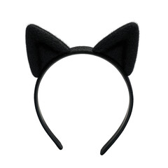 Plush black cat ear headband isolated on a transparent background ears