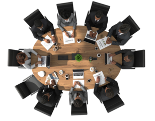 Collaborative Team Working on Laptop in Modern Office, PNG