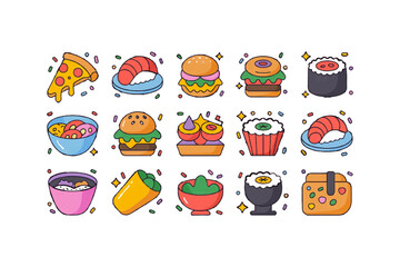 food icon set on white background