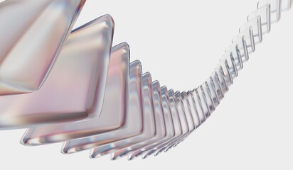 Abstract 3d background. Glass dispersion cube shapes and circle effect. Geometric iridescent crystal glass. Modern wallpaper, digital technology. 3D illustration 4k 8k