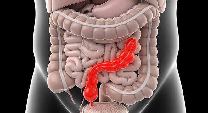 Human Digestive System with Colon Problem.