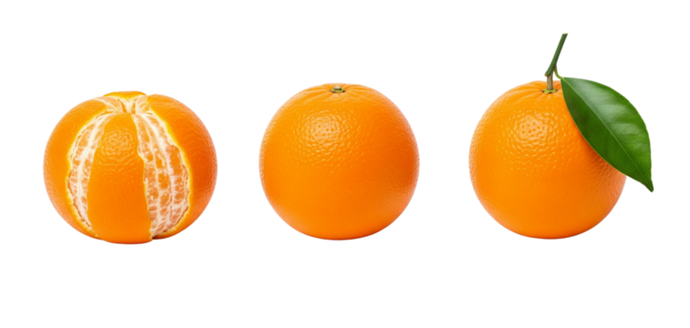  Three Different Orange Variations Arranged on White Background.