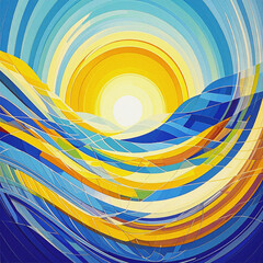 Colorful abstract background. Digital art. Pattern design with circle and waves. Beautiful illustration. Decoration wallpaper.
