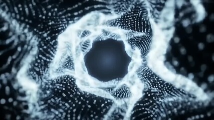 Abstract flowing particle tunnel with glowing light and digital wave motion, futuristic concept - Powered by Adobe