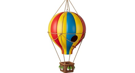 Obraz premium Hot air balloon birdhouse isolated on white background