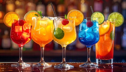 Colorful Cocktail Selection – Vibrant Drinks Display
