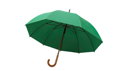 Green Umbrella Isolated on White Background for Rain Protection.