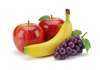 Ripe apple banana grape healthy fruit still life